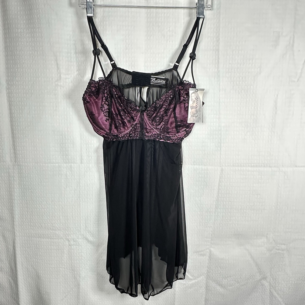 Escanté Collection 1X Black/Dusty Rose Lace Bustier – Style 37549X – NWT